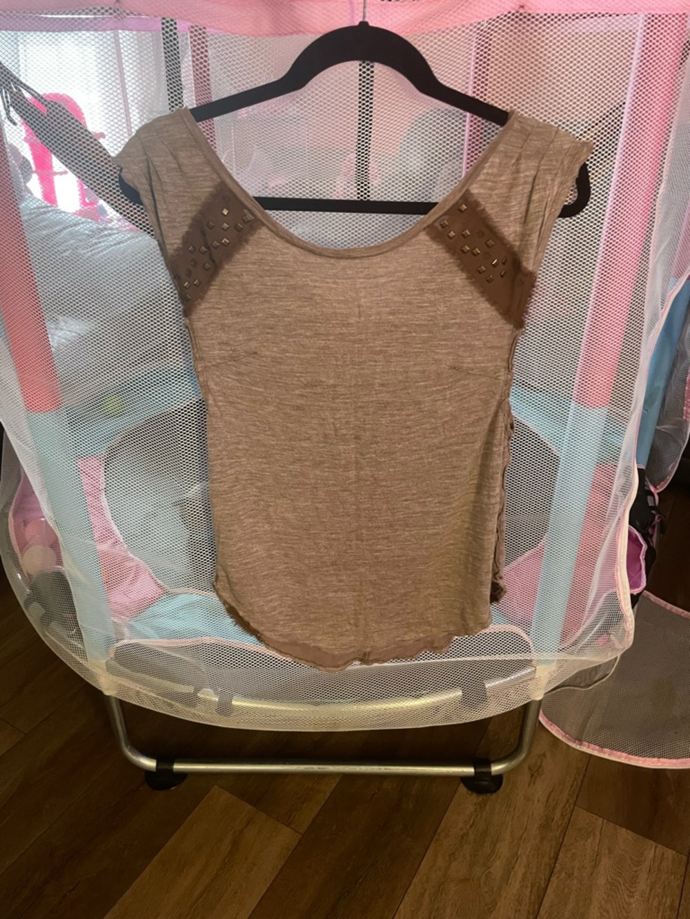 We The Free Taupe Scoop Neck Tee with Branded Tag